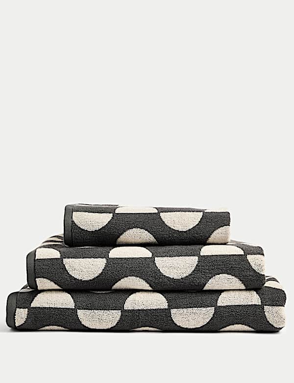 Handdoek van zuiver katoen met geometrische halve cirkel - BE