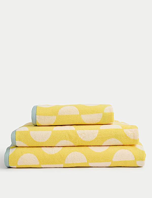 Pure Cotton Geometric Semi Circle Towel - NL