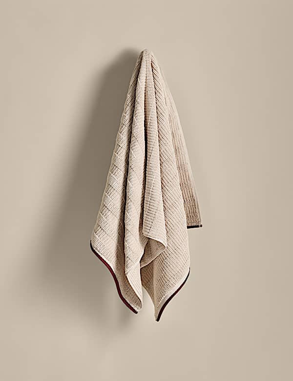 Pure Cotton Textured Contrast Trim Towel - IL