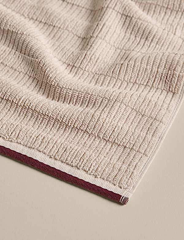 Pure Cotton Textured Contrast Trim Towel - IL