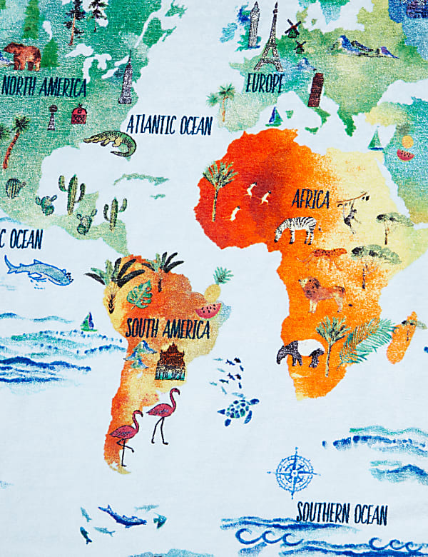 Pure Cotton Map of the World Round Towel - BG