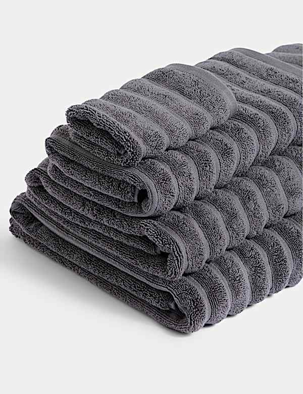 Pure Cotton Super Plush Ribbed Bath Towel - GR