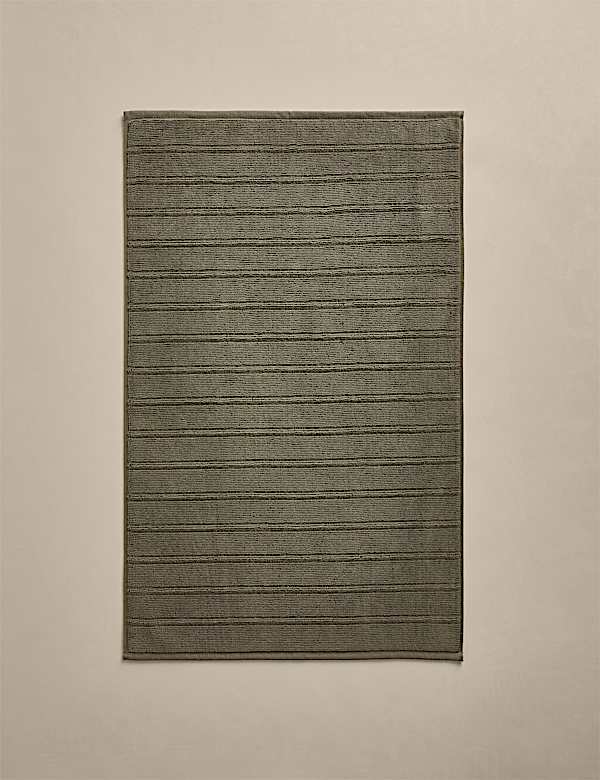 Egyptian Cotton Striped Non Slip Bath Mat - BN