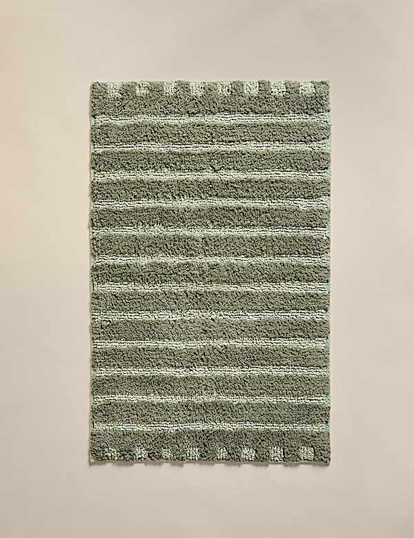 Pure Cotton Striped Tufted Bath Mat - NZ