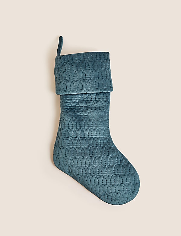 Teal Velvet Tree Stocking