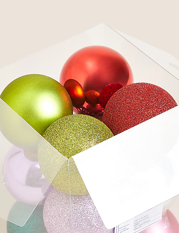 12pk Multicoloured Shatterproof Baubles