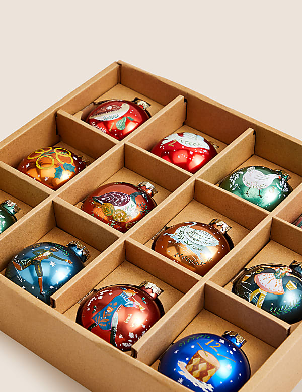 12 Days of Christmas Glass Baubles