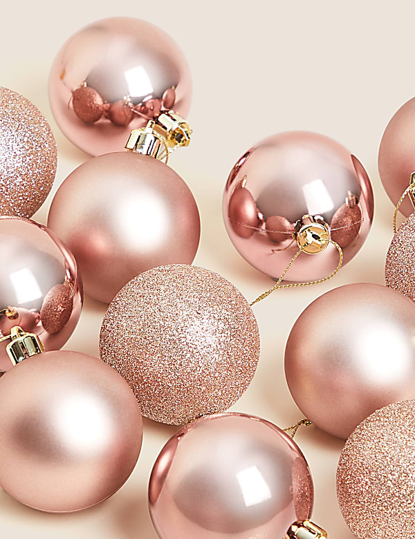 12pk Rose Gold Shatterproof Baubles