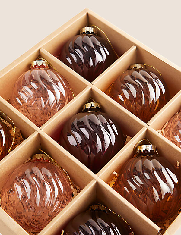 9pk Multicoloured Glass Baubles
