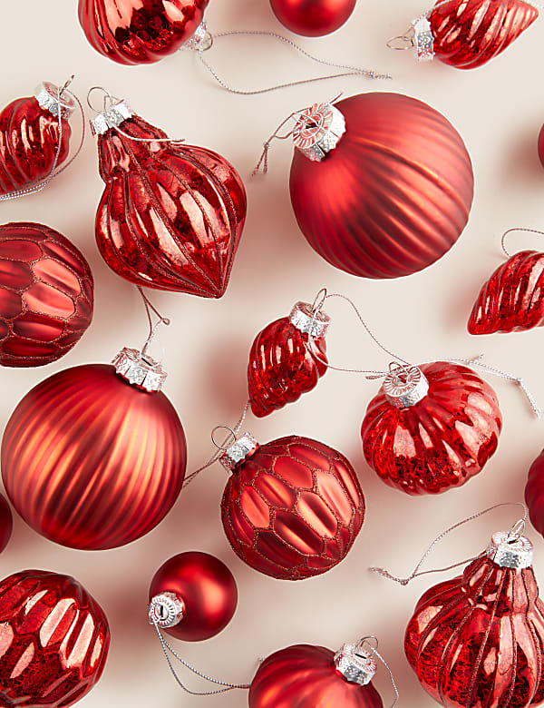 20pk Red Glass Baubles - DE