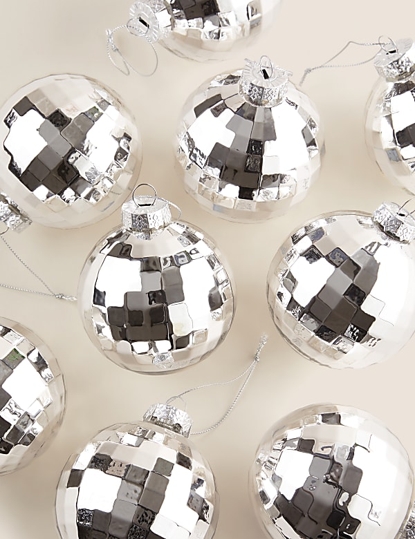 9pk Silver Shatterproof Disco Ball Baubles - BE