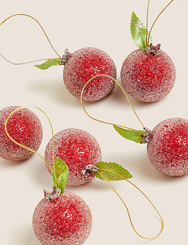 6pk Frosted Fruit Baubles