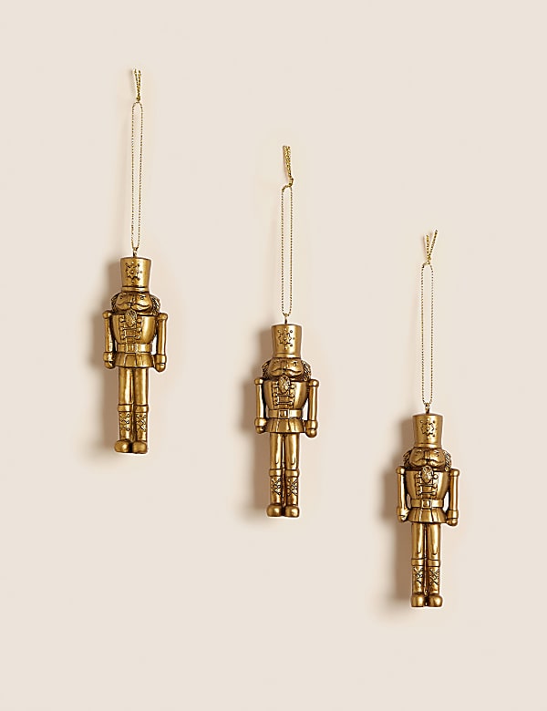 3pk Gold Hanging Nutcracker Decorations