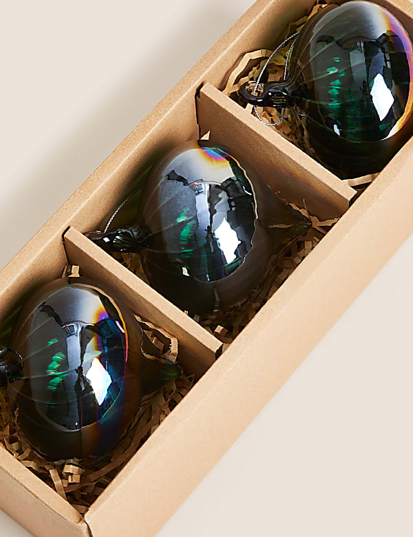 3pk Iridescent Glass Baubles