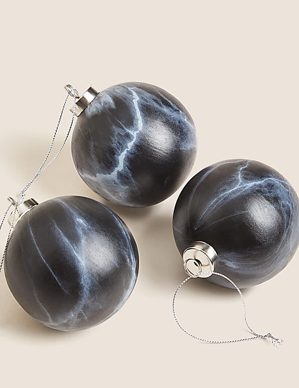 3pk Marbled Ceramic Baubles