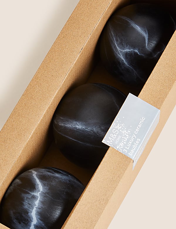 3pk Marbled Ceramic Baubles