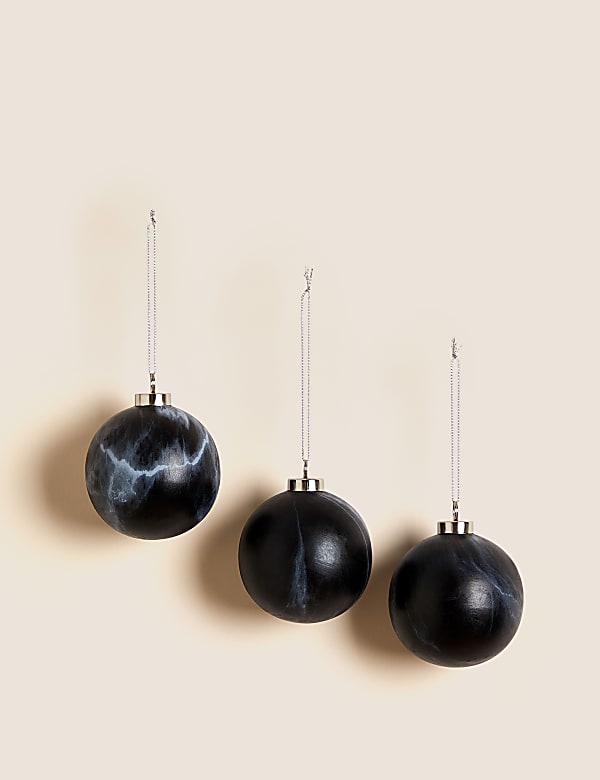 3pk Marbled Ceramic Baubles