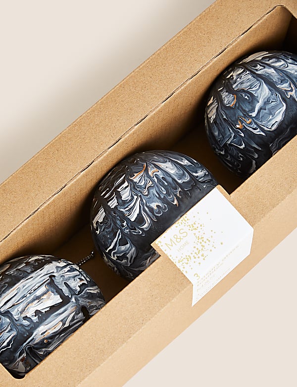 3pk Marbled Glass Baubles