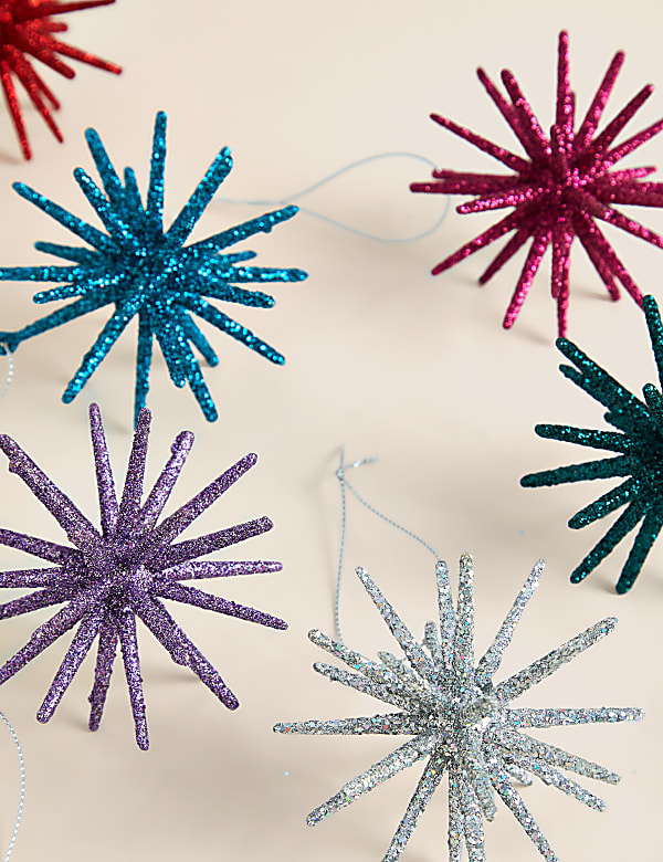 6pk Glitter Hanging Star Decorations