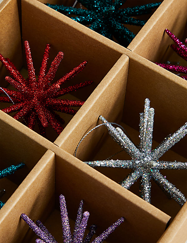 6pk Glitter Hanging Star Decorations