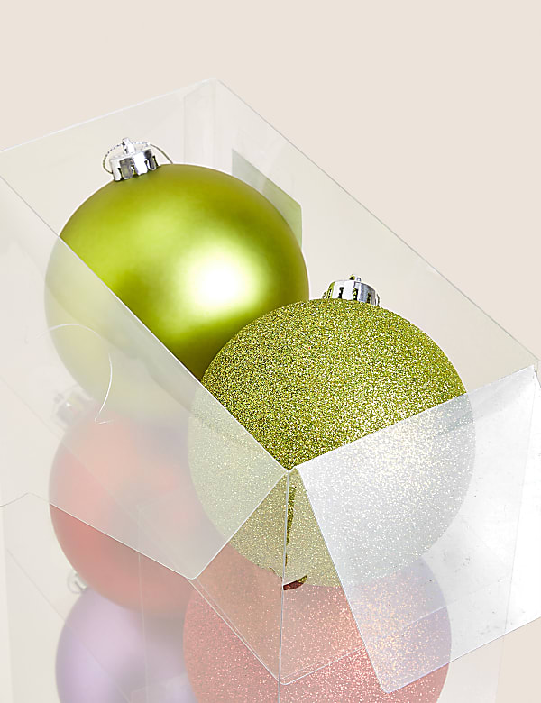 10pk Large Multicoloured Shatterproof Baubles