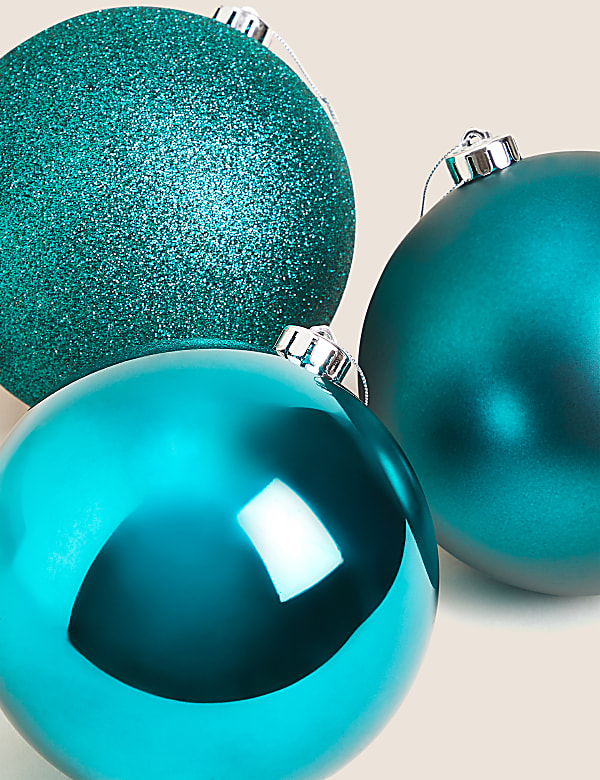 3pk Extra Large Matt & Glitter Baubles