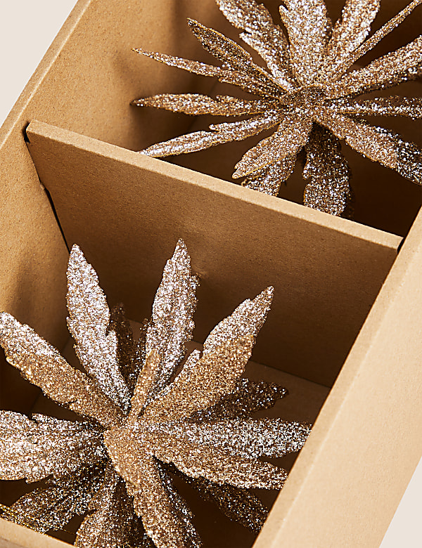 2pk Gold Glitter Flower Hanging Decorations