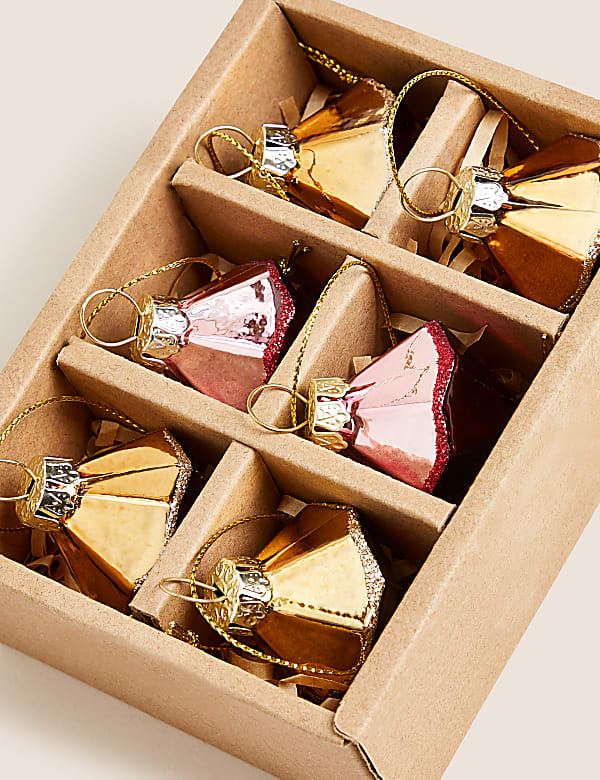 6pk Glass Mini Diamond Hanging Decorations