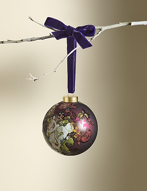 Purple Glass Floral Bauble Decorations M&S US
