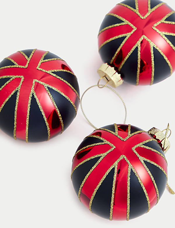 Lot de 3 boules en verre Union Jack - LU