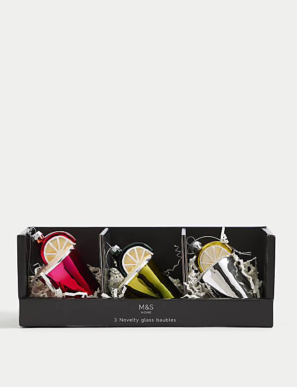 3pk Glass Hanging Cocktail Baubles - AL