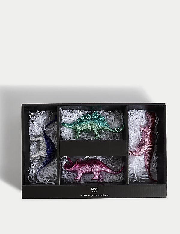 4pk Glitter Hanging Dinosaur Decorations - GR