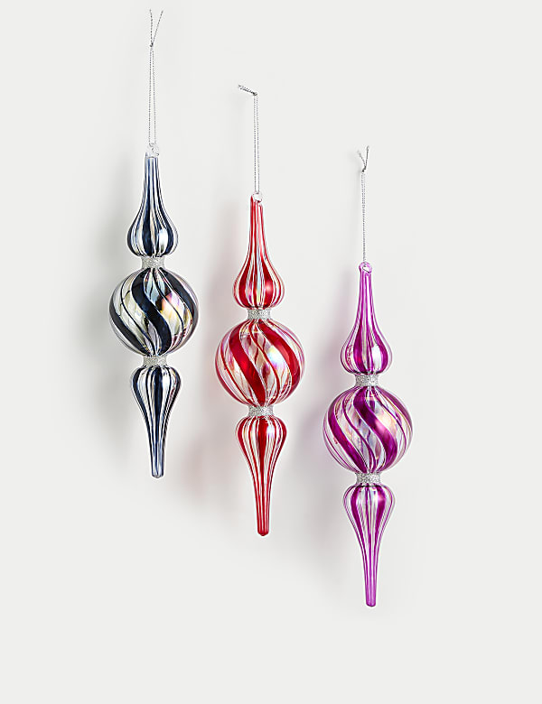 3pk Glass Candy Hanging Decorations - AL