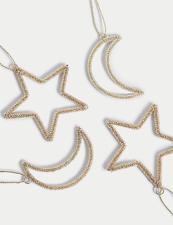 4pk Gold Moon & Stars Hanging Decorations - NZ
