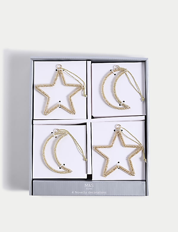 4pk Gold Moon & Stars Hanging Decorations - AL