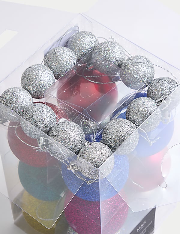 24pk Multicoloured Shatterproof Baubles