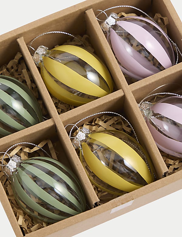 6pk Glass Hanging Egg Decorations - CZ