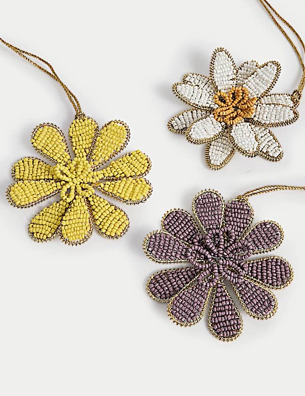 3pk Beaded Hanging Floral Decorations - SK