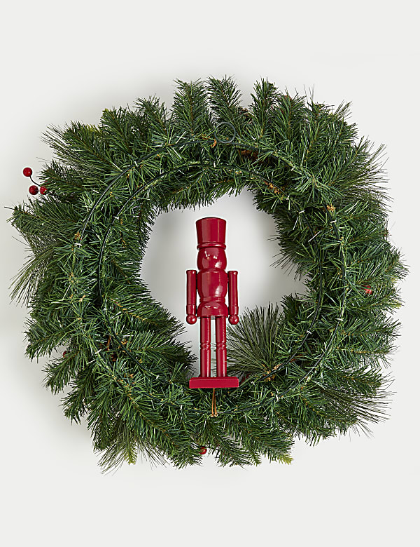 Red Nutcracker Pine Cone Wreath - JE