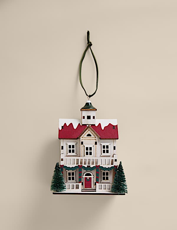 Painted Wooden House Hanging Decoration - NZ