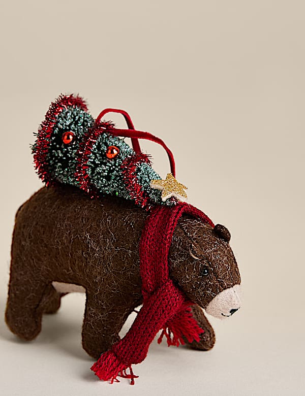 Felt Hanging Bear and Tree Decoration - JE