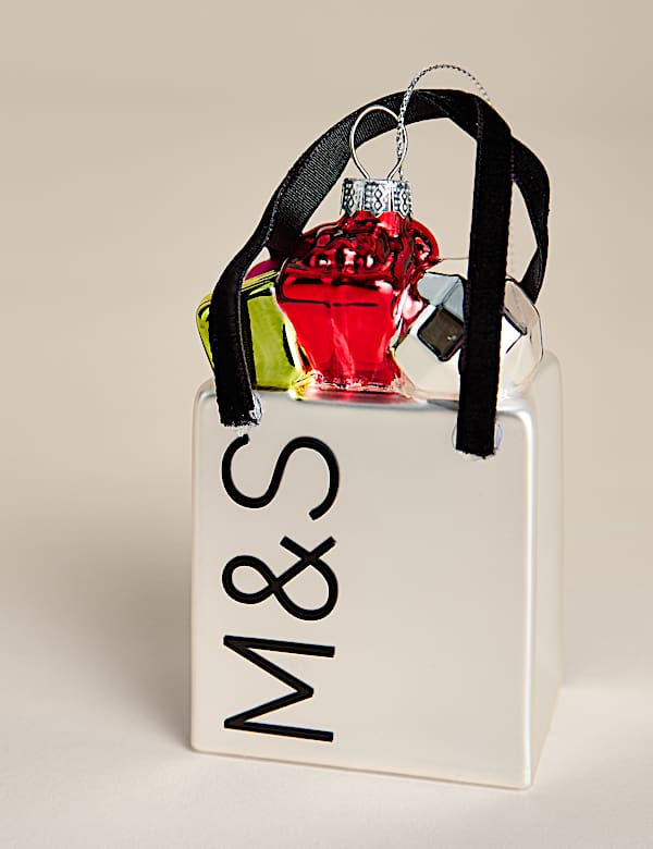 Glass Hanging M&S Shopping Bag Decoration - AU