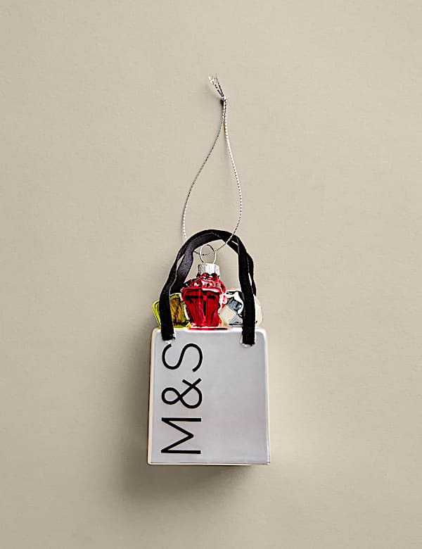 Glass Hanging M&S Shopping Bag Decoration - AU