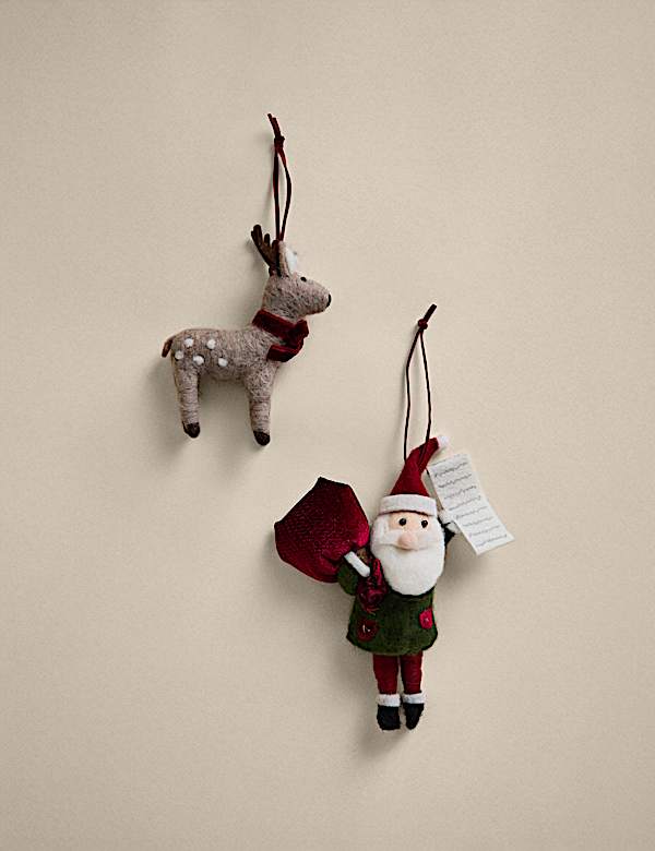 2 Pack Felt Father Christmas Hanging Ornaments - CN