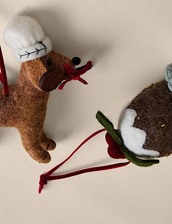 2 Pack Felt Hanging Dog Tree Decorations - IL