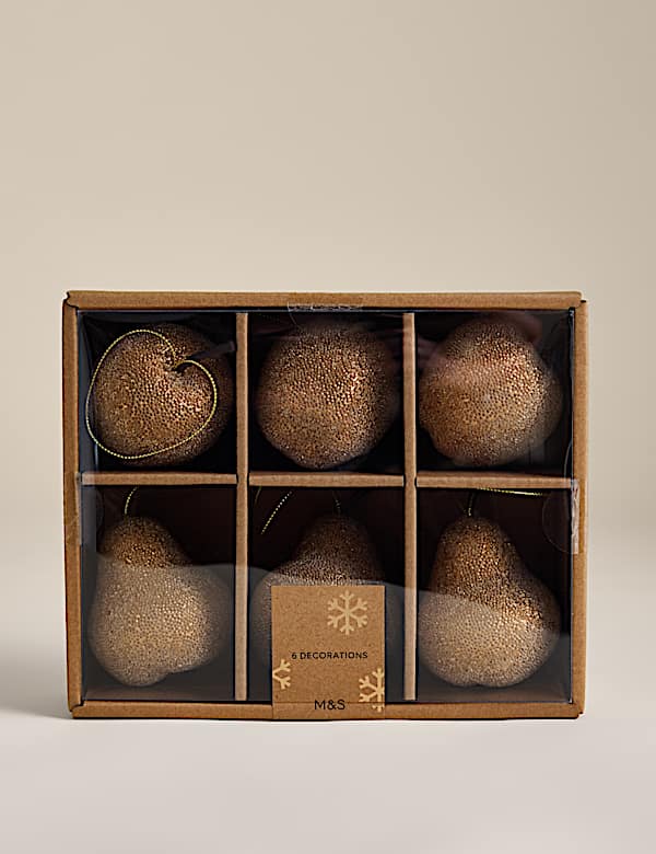 6 Pack Frosted Pear & Apple Baubles - AU
