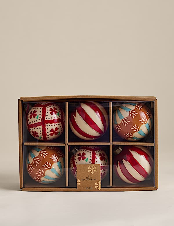 Lot de 6 boules d&eacute;coratives en verre - CA