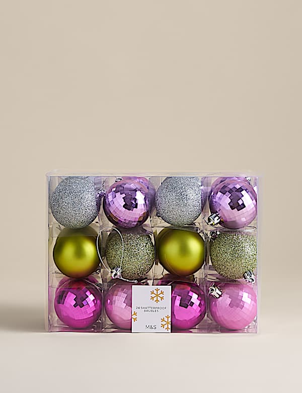 24 Pack Mixed Shatterproof Baubles - AU