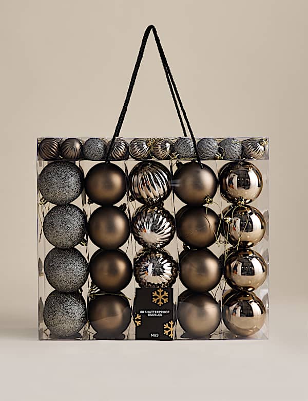 80 Pack Mix Shatterproof Baubles - DE
