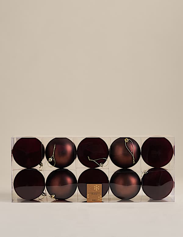 10 Pack Flocked Oversized Shatterproof Baubles - AU